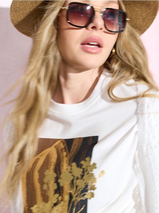 Sinsay - Tricou din bumbac cu imprimeu - alb