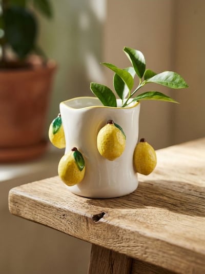 Керамічний горщик з мотивом лимонів