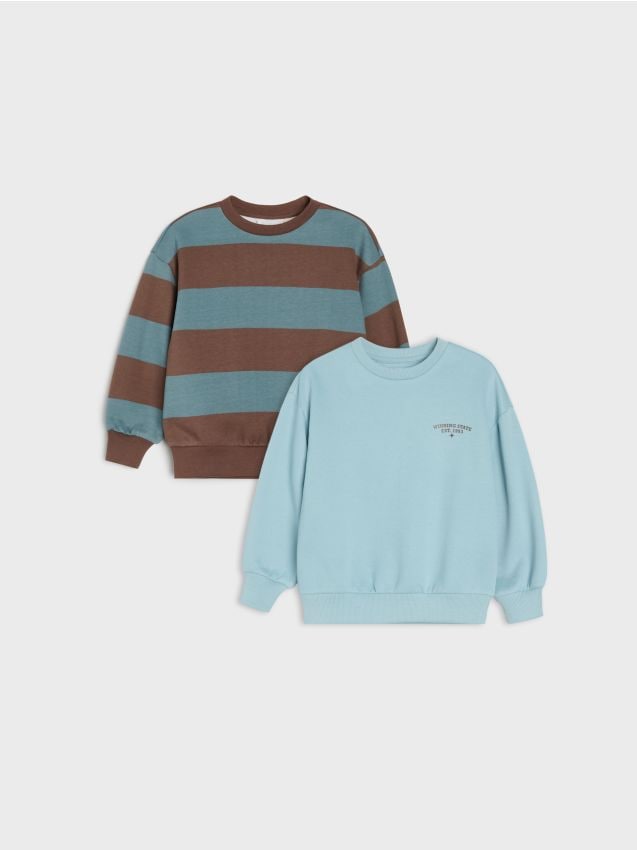 Sinsay - Bluze de molton crewneck cu bumbac set de 2 - multicolor