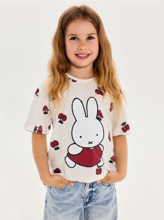 Sinsay - Tricou din bumbac cu imprimeu Miffy - crem