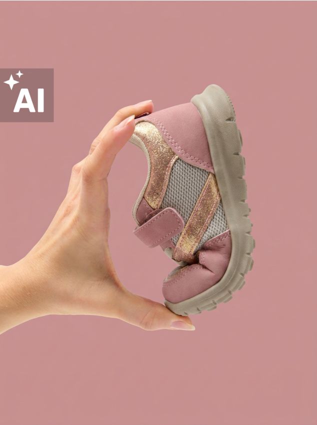 Sinsay - Sneakers din imitație de piele cu inserții cu sclipici - roz-pastel