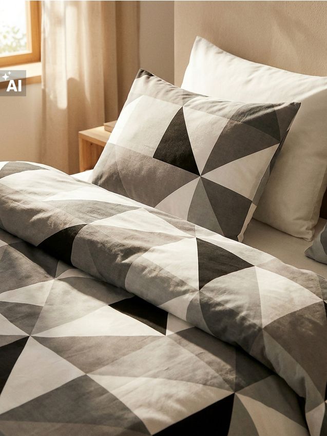 Sinsay - Set de lenjerie de pat din bumbac cu model geometric - negru
