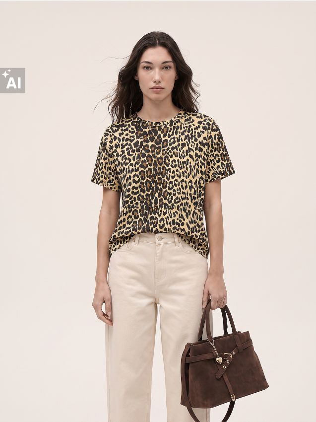 Sinsay - Tricou din bumbac cu imprimeu leopard - multicolor
