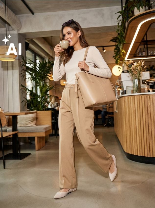 Sinsay - Pantaloni eleganți cu dungă - bej