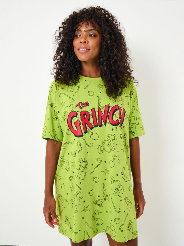 Sinsay - Bavlnená nočná košeľa Grinch - žlto-zelená