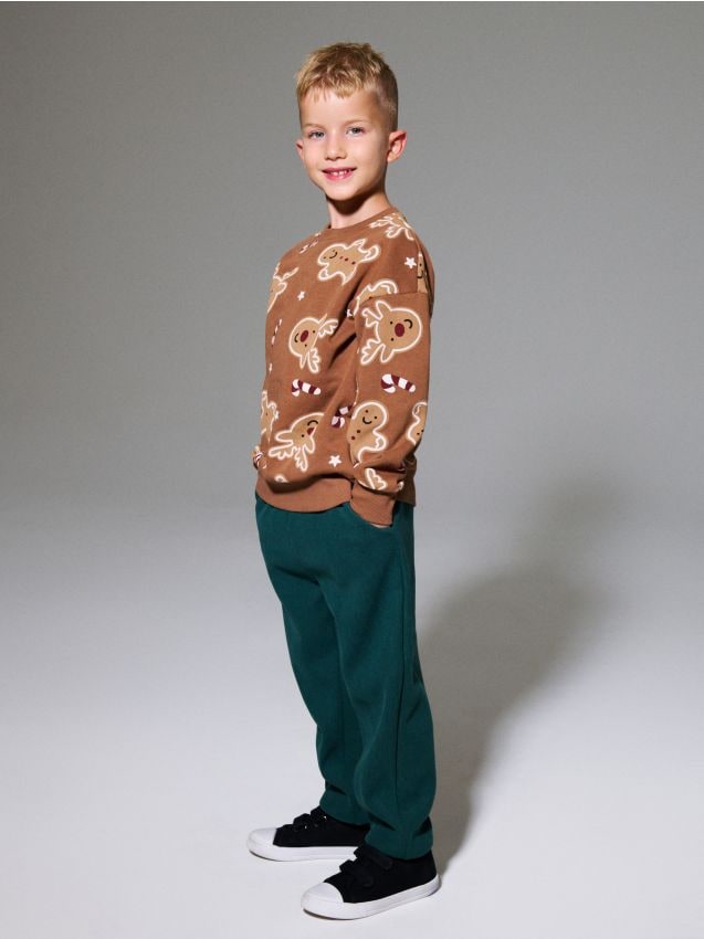 Sinsay - Menčestrové jogger nohavice so zateplením - zelená