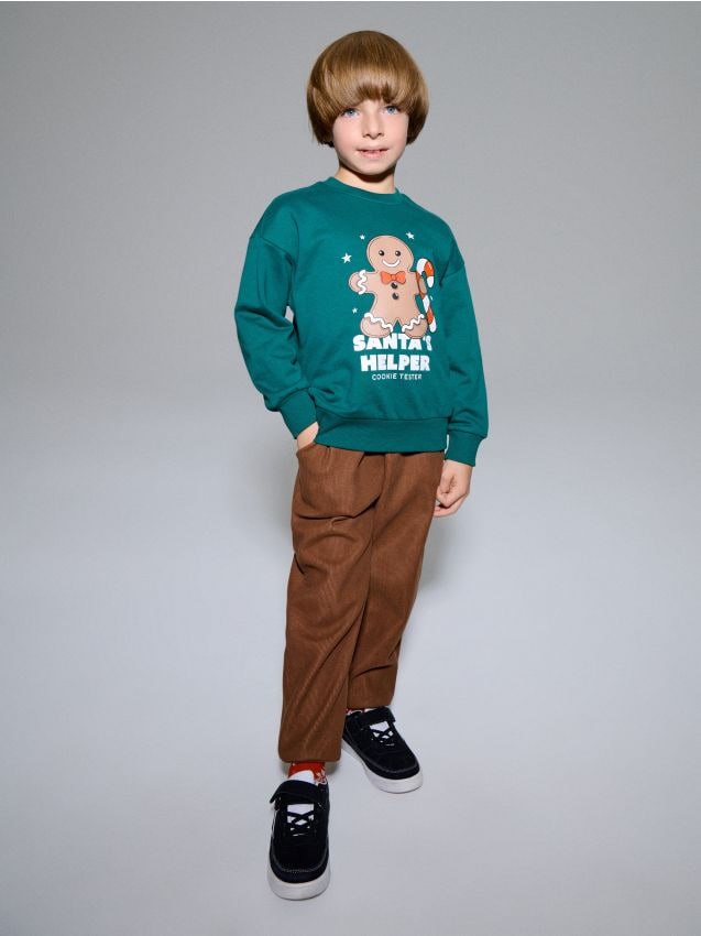 Sinsay - Menčestrové jogger nohavice so zateplením - tmavohnedá