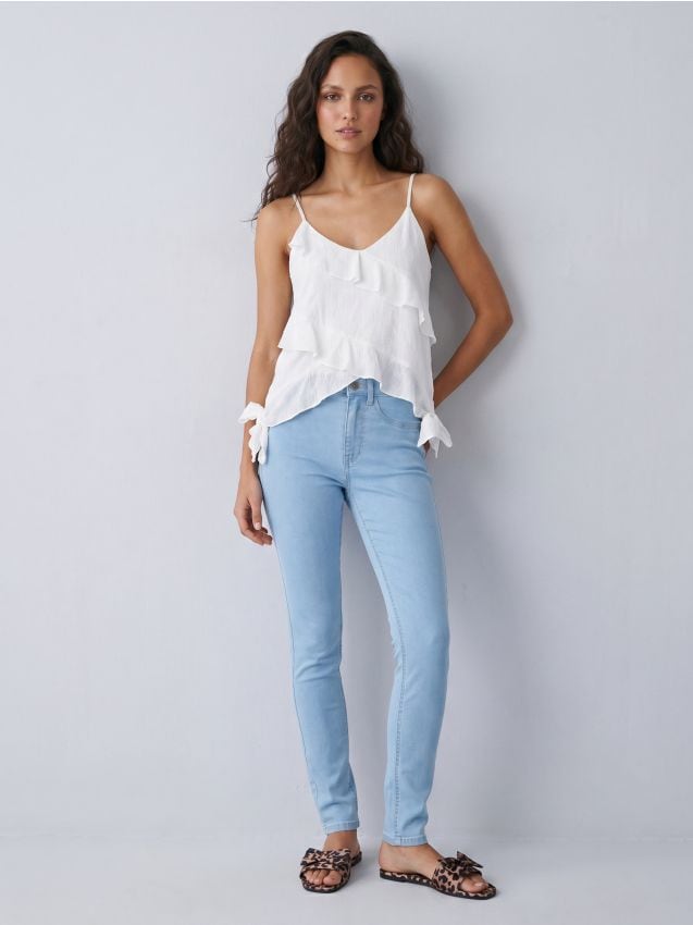 Sinsay - Blugi skinny - albastru