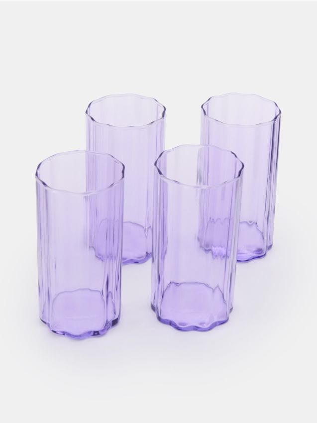 Sinsay - Set of glasses with wavy rim 4 pack - lavand