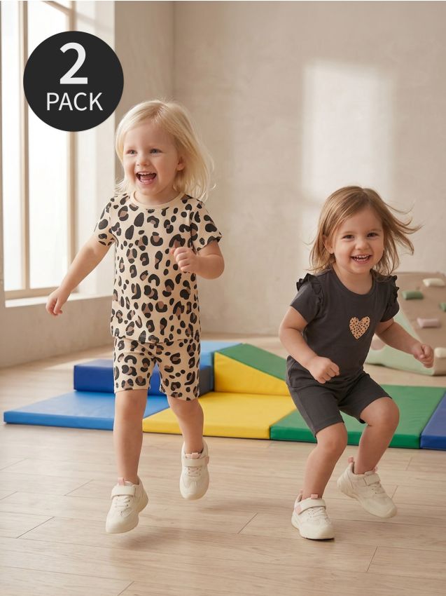 Sinsay - Tricouri din bumbac cu imprimeu leopard 2 pack - nude