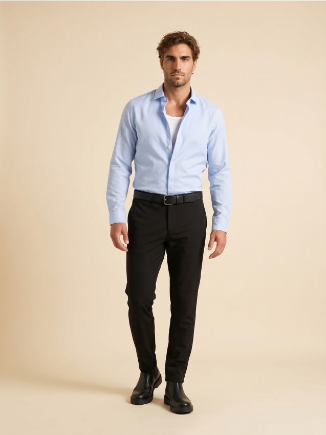 Sinsay - Cămașă slim fit - albastru-pal
