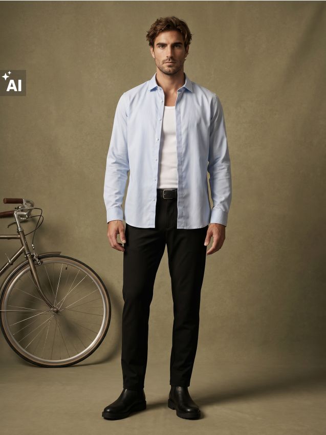 Sinsay - Cămașă slim fit - albastru-pal