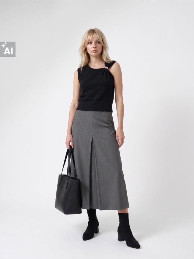 Sinsay - Bluză tricotată cu amestec de lână și cataramă decorativă pe umăr - negru
