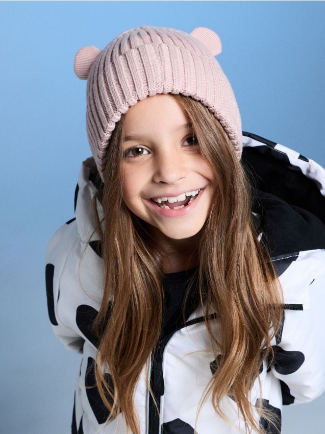 Sinsay - Căciulă tip beanie cu adaos de viscoză cu urechi - roz-pastel