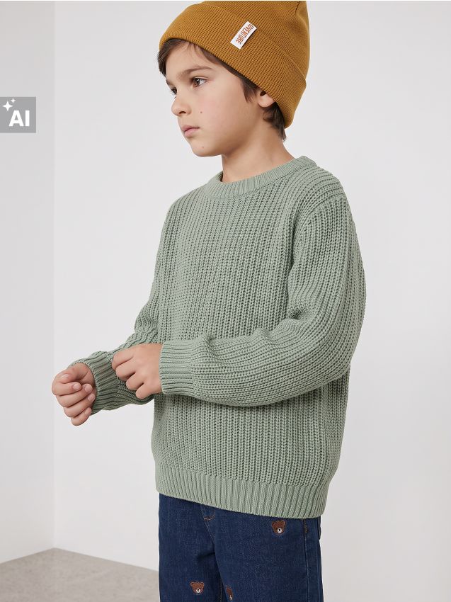 Sinsay - Pulover cu mânecă lungă - verde-pal