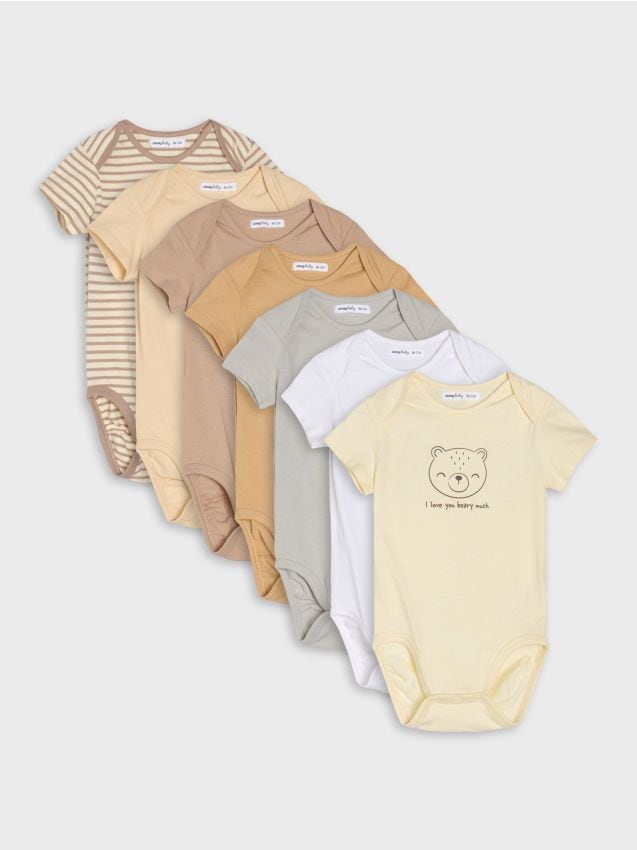 Sinsay - Body din bumbac 7 pack - alb