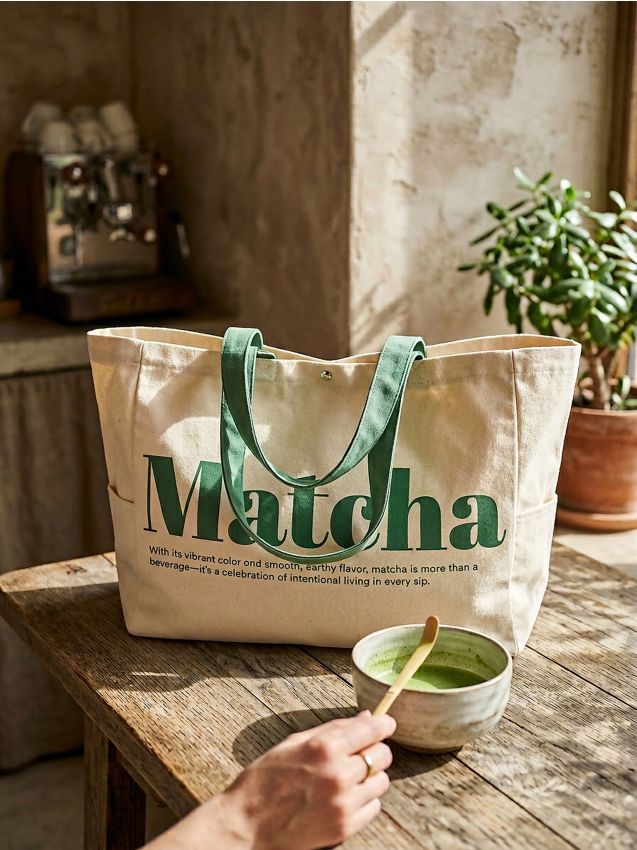Sinsay - Geantă shopper cu inscripția „Matcha” - crem