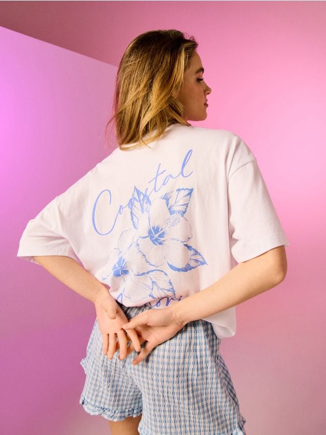 Sinsay - Tricou din bumbac cu imprimeu pe spate - alb