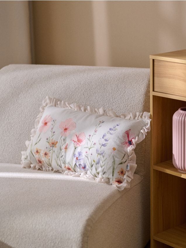 Sinsay - Pernă decorativă cu flori - crem