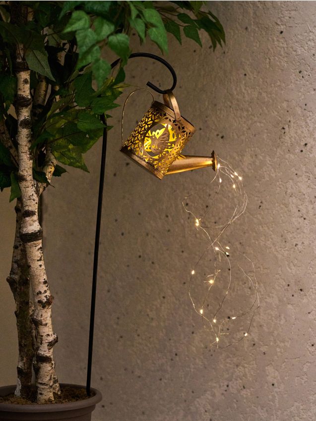 Lampada solare da giardino a forma di annaffiatoio - oro