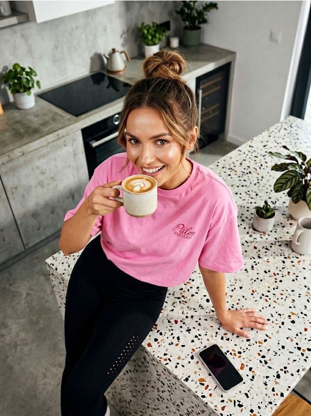 Sinsay - Koszulka z nadrukiem na plecach - różowy