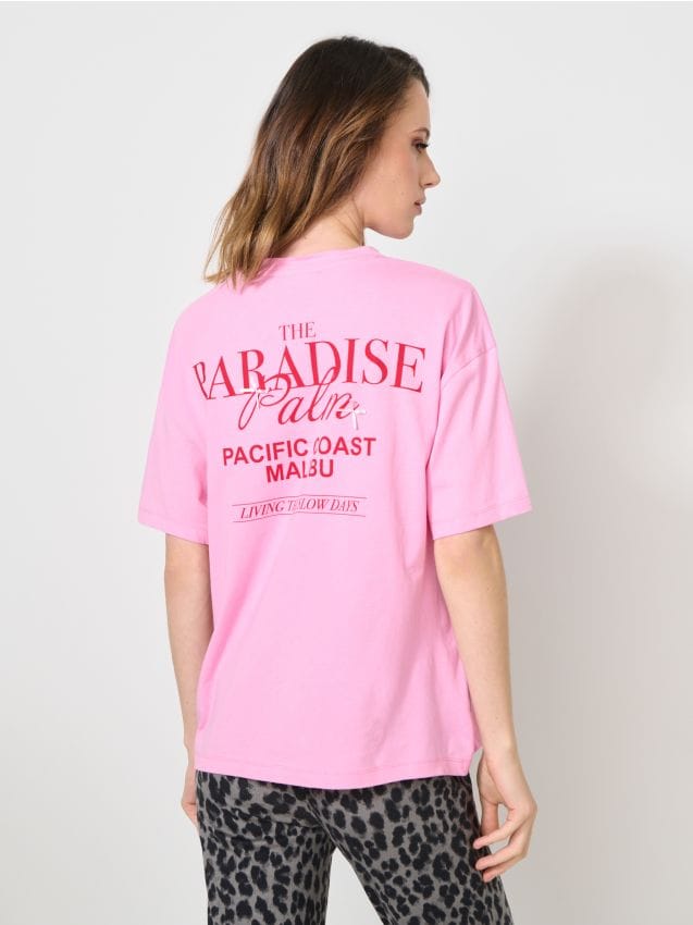 Sinsay - Koszulka z nadrukiem na plecach - różowy