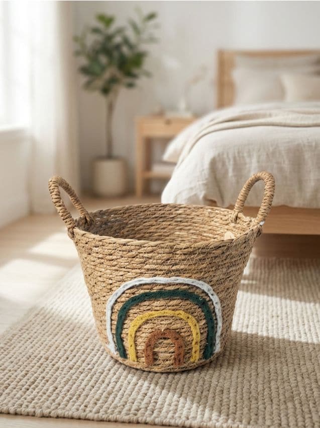 Sinsay - Coș de depozitare împletit cu motiv curcubeu - multicolor