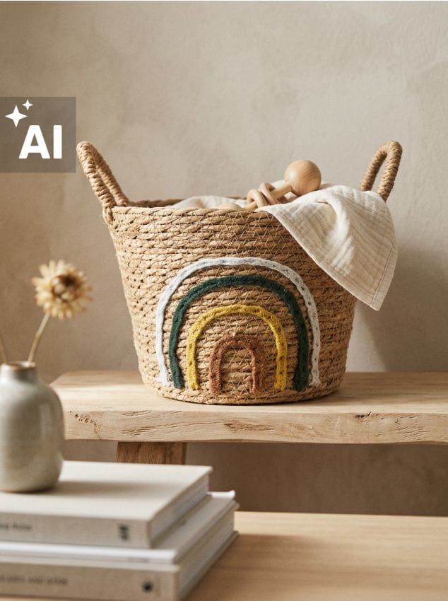 Sinsay - Coș de depozitare împletit cu motiv curcubeu - multicolor
