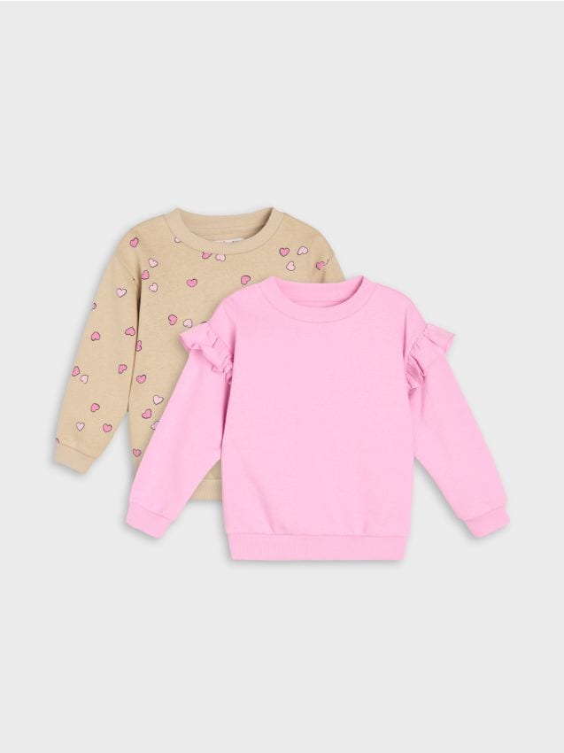 Sinsay - Bluze de molton crewneck cu bumbac set de 2 - bej