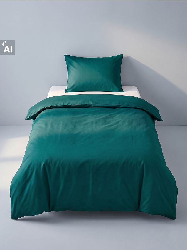 Sinsay - Set de lenjerie de pat din satin - verde-închis
