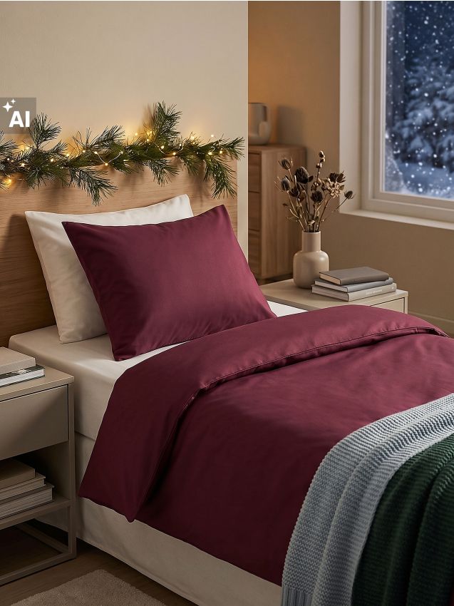 Sinsay - Set de lenjerie de pat din satin - bordo