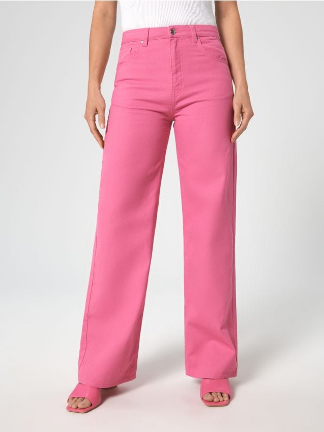 High waist wide leg jeans Color pink - SINSAY - 2074F-30J