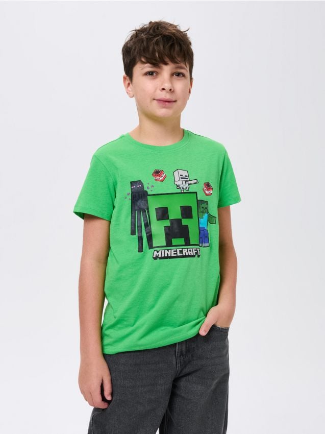 Sinsay - Tricou Minecraft - verde-aprins