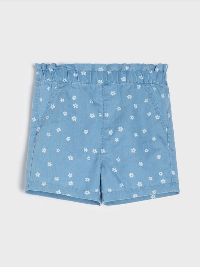 Sinsay - Szorty jeansowe paperbag - niebieski