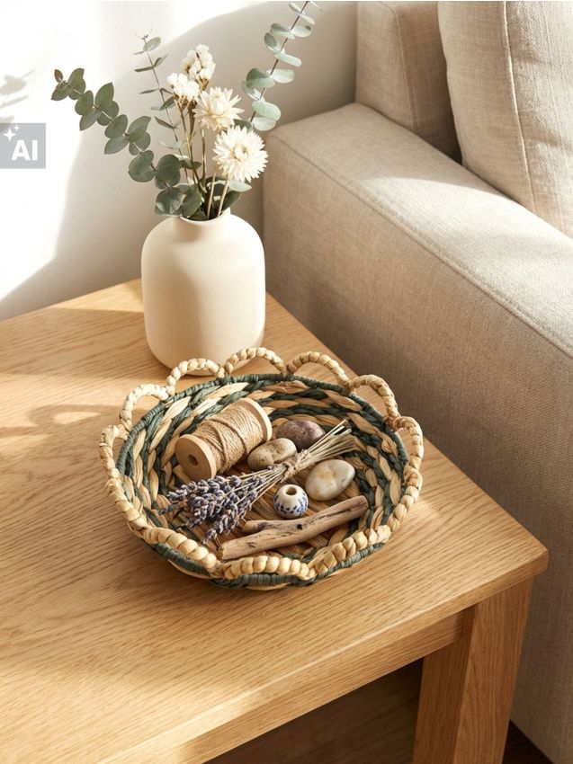 Sinsay - Tavă decorativă împletită - verde-închis