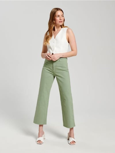 Cropped high waist teksapüksid