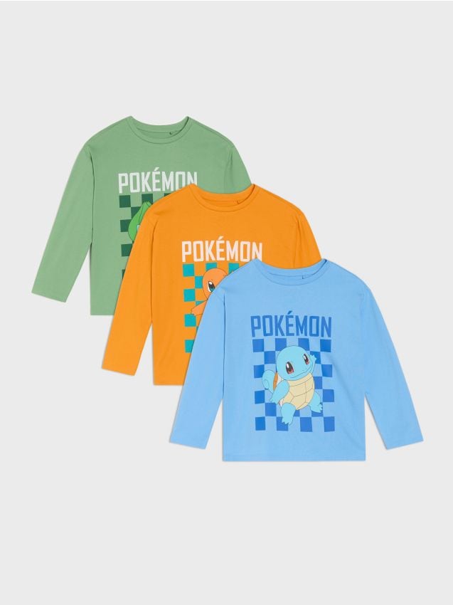 Sinsay - Set 3 tricouri cu mâneci lungi Pokémon - multicolor