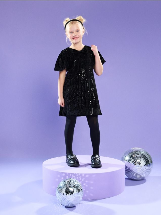 Sinsay - Elegancka sukienka mini z połyskiem - czarny