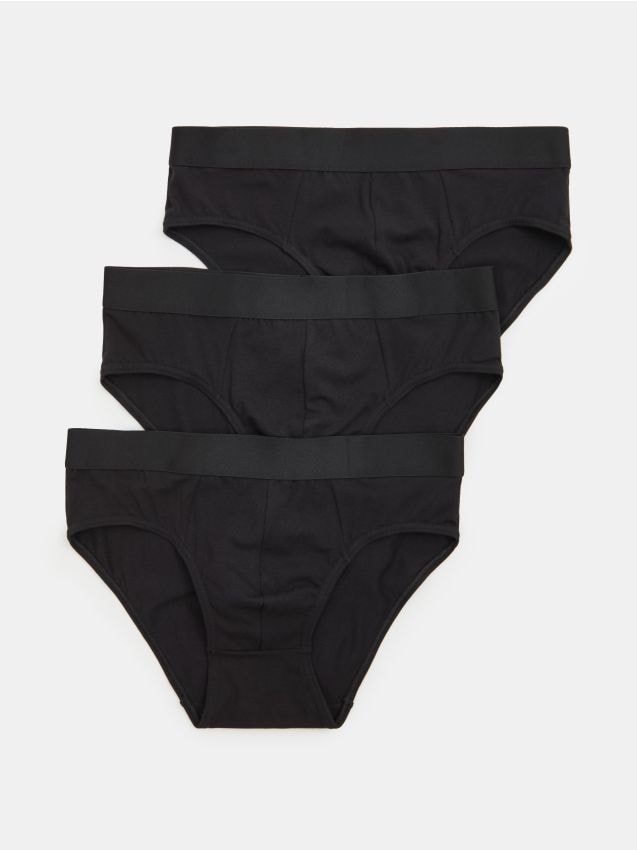 Sinsay - Set de 3 perechi de chiloți cu conținut ridicat de bumbac - negru