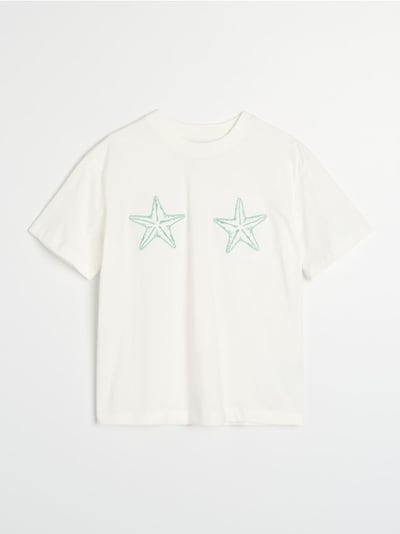 Puuvillane T-särk tähe tikandiga