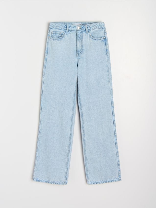 Sinsay - Džínsy so širokými nohavicami a vysokým pásom - modrá