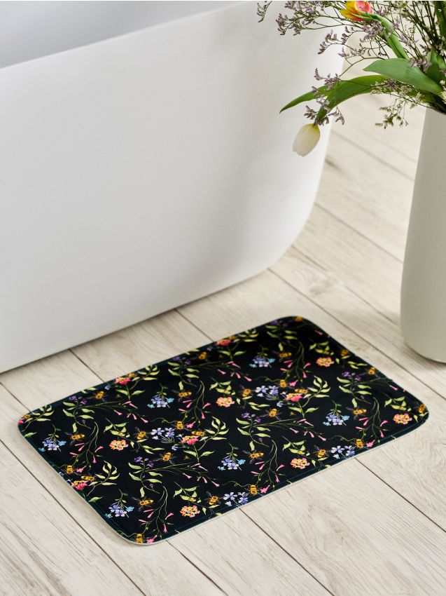 Sinsay - Covoraș de baie cu motiv floral - negru