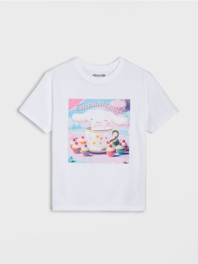 Sinsay - Tricou din bumbac cu imprimeu Cinnamoroll - alb