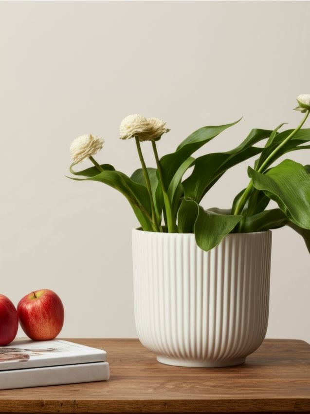 Sinsay - Ryhovaný kvetináč - krémová