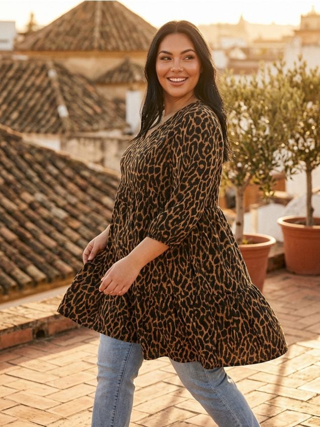 Sinsay - Rochie cu imprimeu leopard Plus Size - multicolor