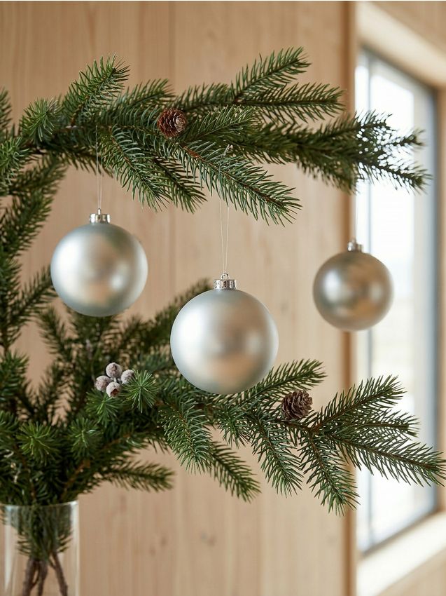 Set di 3 palline di Natale - argento