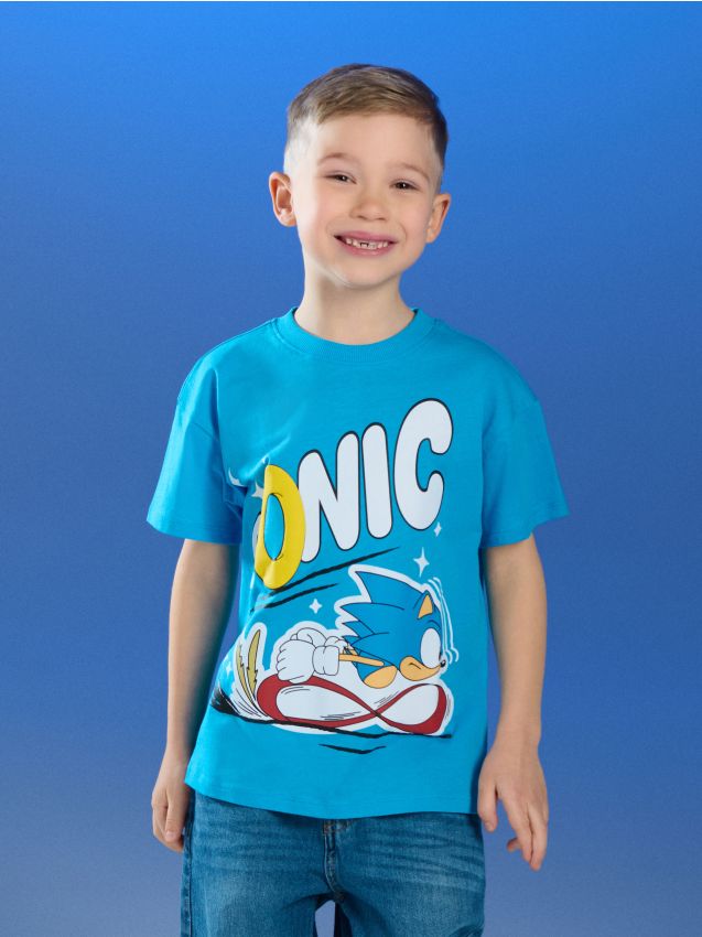 Sinsay - Tricou din bumbac cu imprimeu Sonic the Hedgehog - albastru