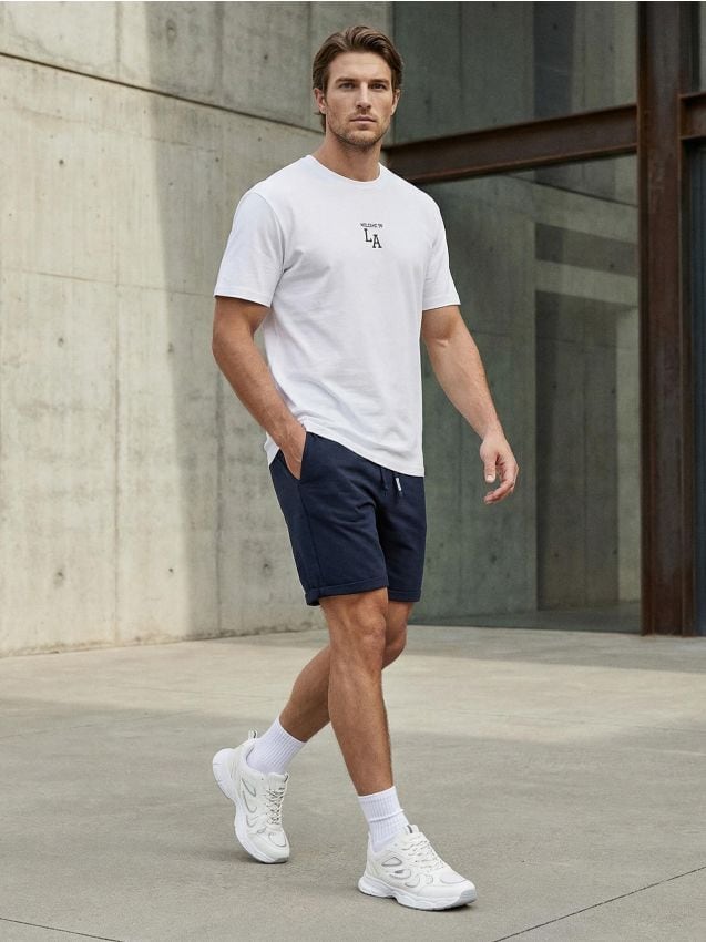 Sinsay - Pantaloni scurți slim - bleumarin