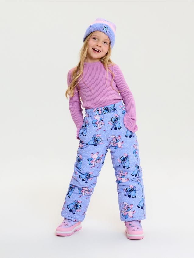Sinsay - Pantaloni de schi termoizolanți cu elemente reflectorizante Stitch - albastru-pal