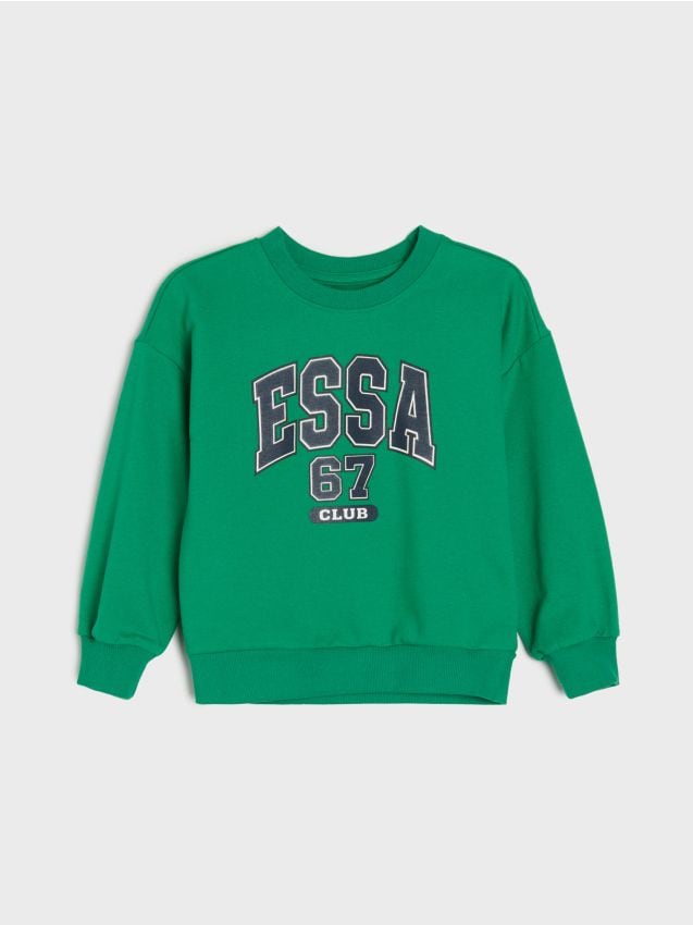 Sinsay - Bluză crewneck cu imprimeu - verde-aprins